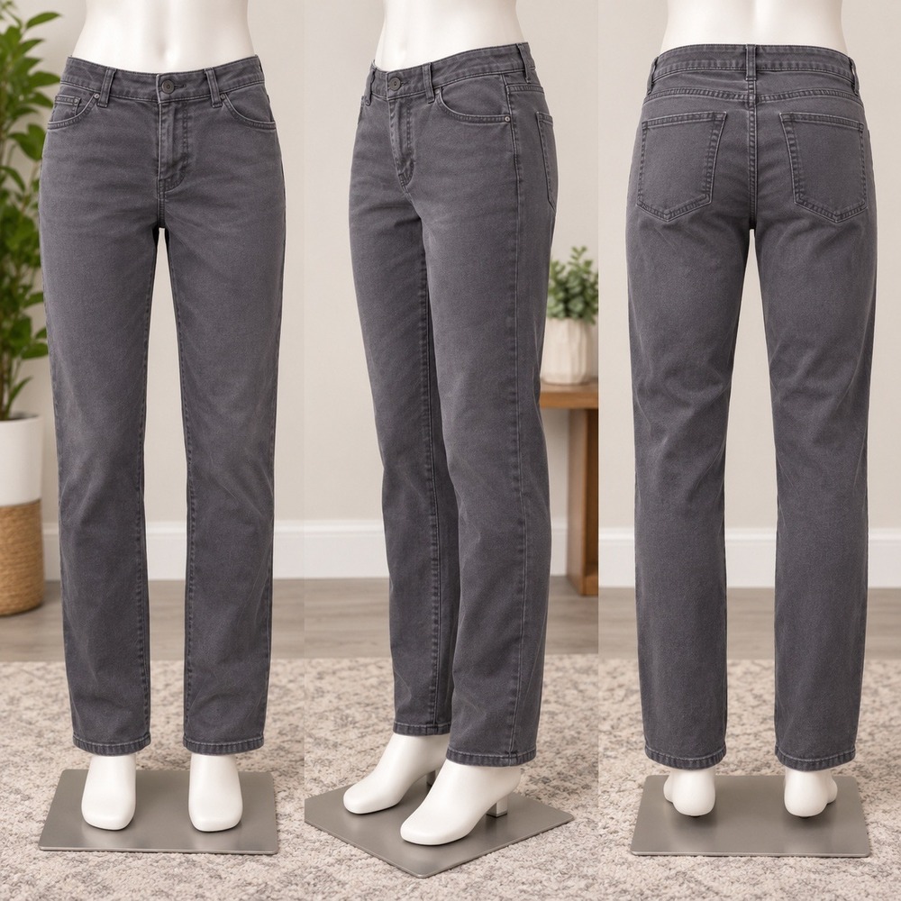 Curve Appeal Total Control Jeans Womens 10 Gray Straight Leg Denim Pants